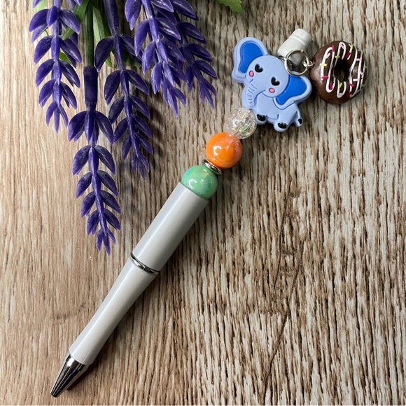Writing Pen Owl Frog Cow Artisan Beaded Silicone Gift Custom Handcrafted Office - Picture 7 of 8